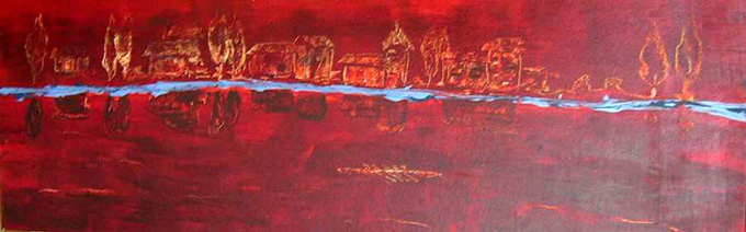 Red Lagoon, 115 x 35, Acryl auf Leinwand, verf�gbar
